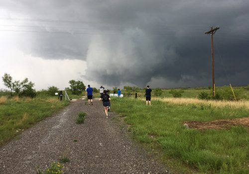 UNC Asheville students and faculty chasing a tornado