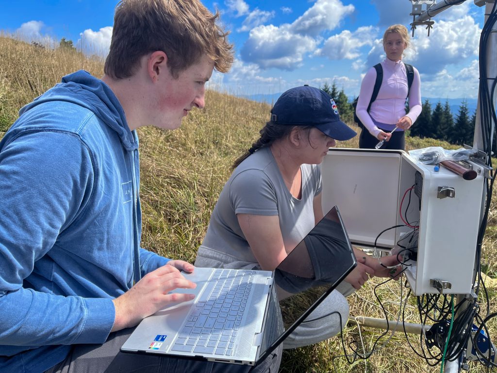 Students set up instrumentation